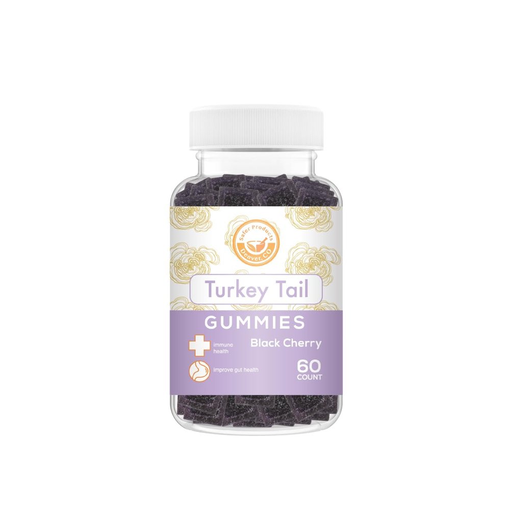 Safer Products Turkey Tail Mushroom Gummies - May Support Immune Health and Gut Microbiome - Black Cherry Flavor - Vegan, Non-GMO, Gluten-Free, Gelatin Free - 60 Count