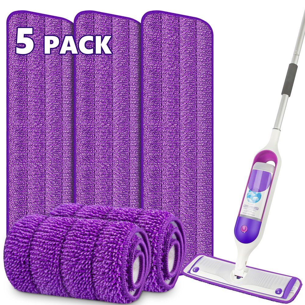 5 Pack Reusable Mop Pads for Swiffer PowerMop, Power Mop Pads 15'' Microfiber Refills for Hardwood Floor Cleaning, Machine Washable Dry Wet Use for All Floor Types