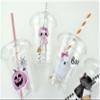 Pink Halloween Party Supplies - 12 Disposable Plastic Cups with Lids & Straws view 2