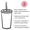 Pink Halloween Party Supplies - 12 Disposable Plastic Cups with Lids & Straws view 3