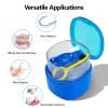 EZEELAI Denture Cleaning Case Dental Retainer Container Soaking Cup with Brush, Denture Storage Bath Box Case Cup Mouthguard Storage Holder Travel - Leak Proof with Lid Waterproof - Blue view 3