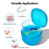 EZEELAI Denture Bath Case Denture Soaking Container with Lid Leak Proof, False Teeth Holder Mouthguard Storage Box Retainer Soaking Case - Transparent Blue view 3
