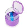 Purple Denture Cup Denture Bath Box Case with Lid Leakproof, Denture Holder Case Retainer Cleaning Container Mouth Guard Cleaner Case for Household, Travel, Office view 1
