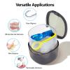 Denture Case Partial Denture Cups for Soaking Dentures, No-Leak Denture Soaking Container Retainer Cleaning Case with Brush for Household|Travel|Office - Transparent Black view 3