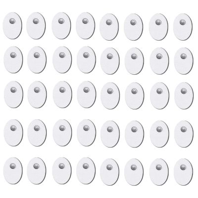 40PCS TENS/EMS Unit Replacement Pads, Upgraded 3rd Gen Large Premium Super Sturdy Snap Electrode Patches with Self-Adhesive Performance for Pain & Muscle Relief Reusable Up to 30 Times (S, White)