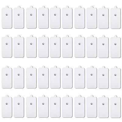 40PCS TENS/EMS Unit Replacement Pads, Upgraded 3rd Gen Large Premium Super Sturdy Snap Electrode Patches with Self-Adhesive Performance for Pain & Muscle Relief Reusable Up to 30 Times (L, White)