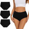 Allbase Incontinence Underwear for Women High Absorbency Period Panties Ladies Leakproof Protective Menstrual Postpartum Bladder Control Washable Cotton Briefs Black Multipack view 1