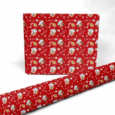 Enjoyyjl Personalized Christmas Party Gift Wrapping Green Paper for Kids Women Men Pet Christmas, Custom Multi-Photo Wrapping Paper, Gift Wrap Roll for Daughter Son