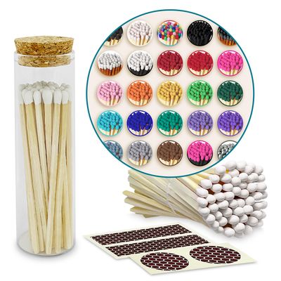 4" Matches in a Chic Jar + Striker Stickers Included | 100 Matchsticks in The Color of Your Choice | Decorative Safety Matches with a Cork Top Glass Holder | Gifts & Home Decor by Thankful Greetings