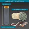 4" Gray Matches in a Chic Jar + Striker Stickers Included | 100 Stylish Decorative Safety Matches with a Modern Cork Top Glass Holder | Gifts, Home Decor, & Candle Accessories by Thankful Greetings view 2