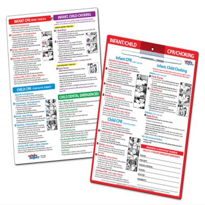 2-Pack First Aid Fridge Magnets  CPR, Choking, Poisoning, Burns, Dental Injuries, Infants, Children  Laminated 8.5 x 11  Home Daycare Supplies