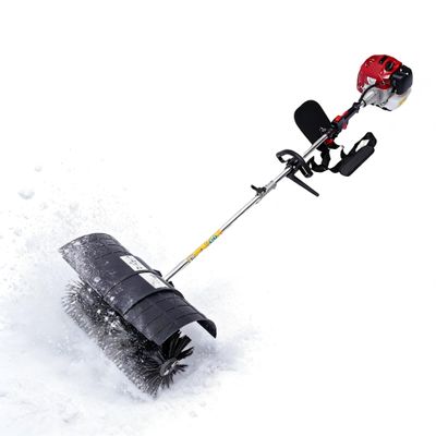 52CC 2.3HP Gasoline Powered Sweeper, 1.7KWHand-held Lawn Sweeper with Air Filter & Manual Puller, Artificial Turf Sweeper Gasoline Powered Broom for Leaf Turf Gravel Snow