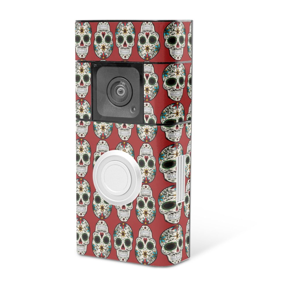 MightySkins Skin Compatible with Ring Video Doorbell Plus - Sugar Skull | Protective, Durable, and Unique Vinyl Decal wrap Cover | Easy to Apply, Remove, and Change Styles