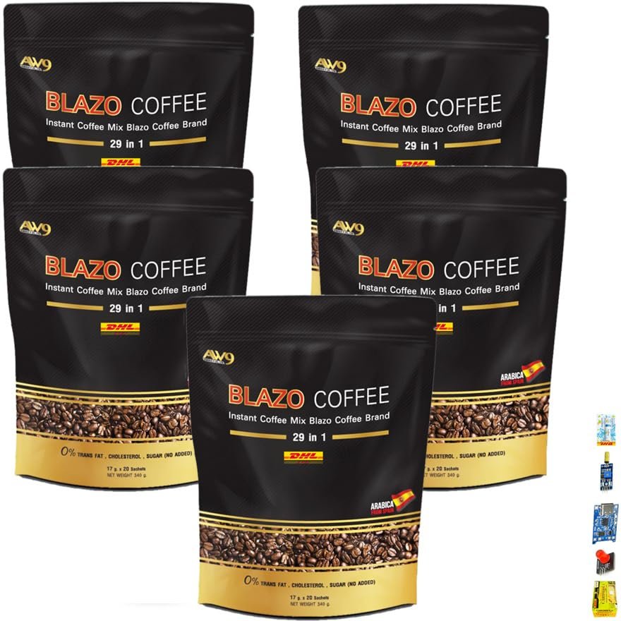 Blazo Coffee Arabica From Spain 29in1 Non-Fat Sugar-Free 0% Instant Snack 17g x 20Sachets SHIPPING BY DHL Set 5 Pcs By Beautygoodshop [Get Free For You Beauty Gifts]