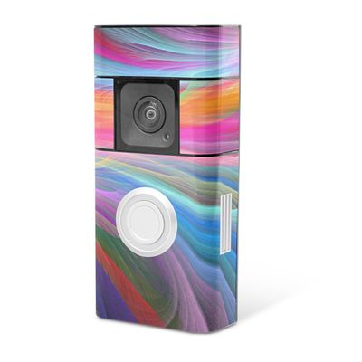 MightySkins Skin Compatible with Ring Video Doorbell Plus - Rainbow Waves | Protective, Durable, and Unique Vinyl Decal wrap Cover | Easy to Apply, Remove, and Change Styles