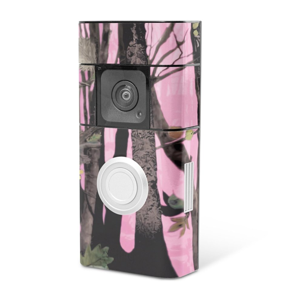 MightySkins Skin Compatible with Ring Video Doorbell Plus - Pink Tree Camo | Protective, Durable, and Unique Vinyl Decal wrap Cover | Easy to Apply, Remove, and Change Styles