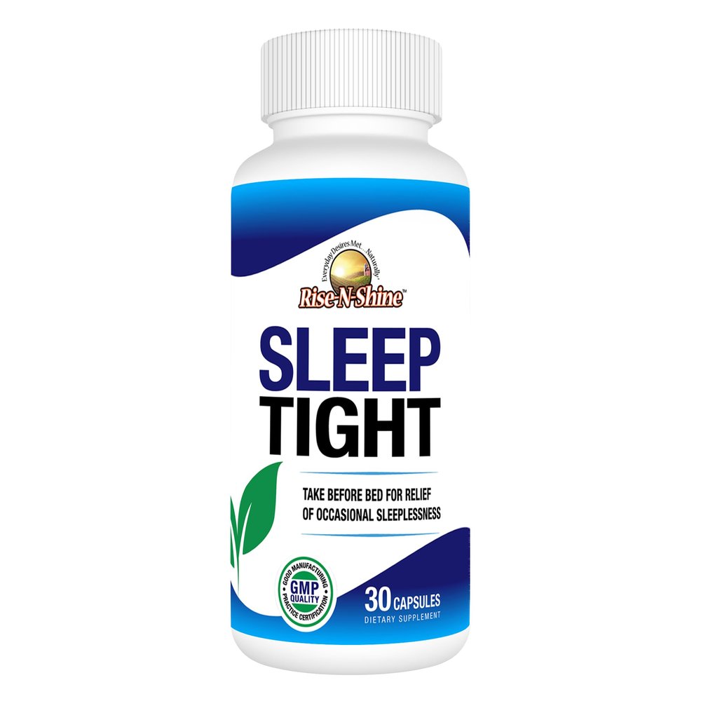 Rise-N-Shine Sleep Tight Supplement with 5 HTP, Magnesium, GABA and L-Theanine - for Women and Men - 30-Day Supply (30 Capsules)
