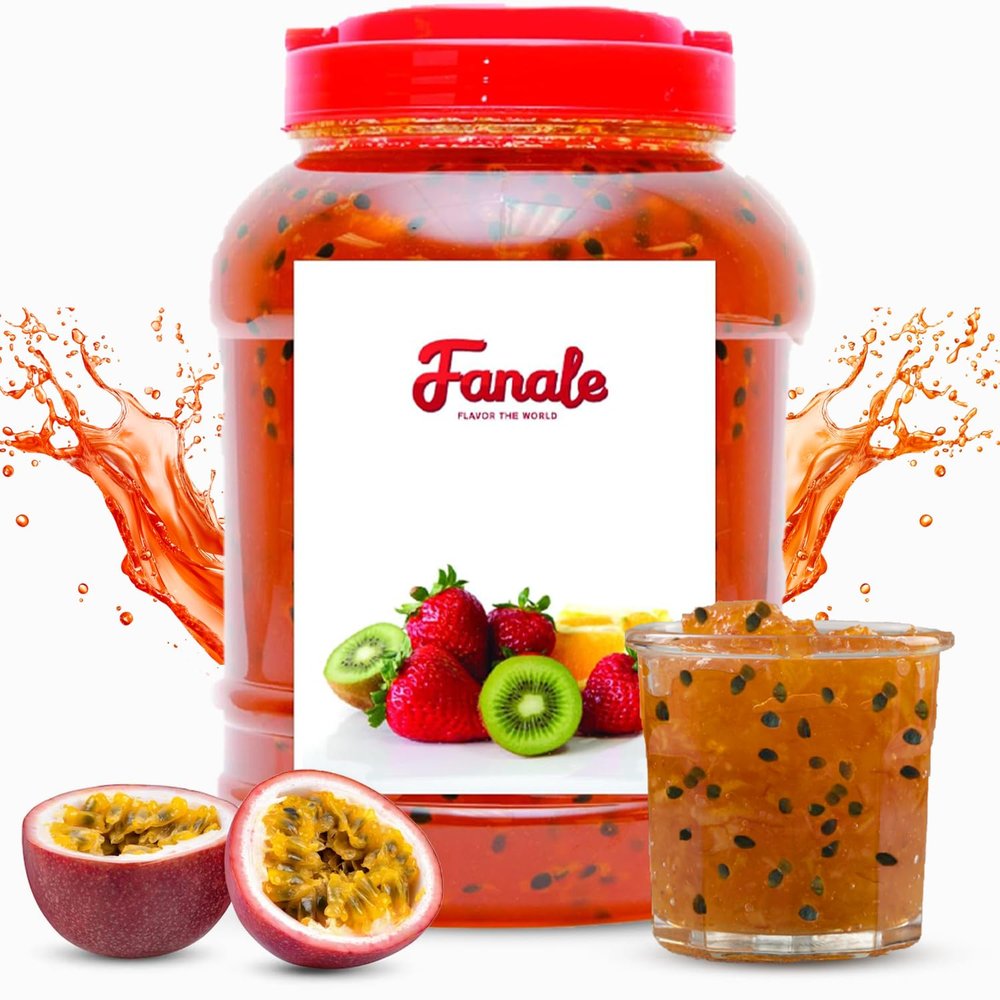 Fanale Premium Flavoring Jam for Bubble Tea | Passion Fruit Flavor Fruit Jam | for Boba Tea, Smoothie Paste, Slushes, Desserts | 9 pound (Pack of 4) | JAM004-CS