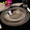 EcoQuality Disposable 6" inch Round Clear Plastic Plates - Glass Like Design Party Plates, Heavy Duty Small Disposable Dessert Plates, Salad Plate, Weddings, Serveware (100 PACK) view 3