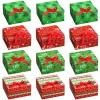 Blulu 12 Pack Christmas Gift Boxes with Lids Present Candy Cookie Boxes Christmas Gift Box with Ribbon Xmas Holiday Cupcakes Box for Pastries Donuts Treat Gifts Party Favors, 6.7 x 6.7 x 3.5 Inches view 1
