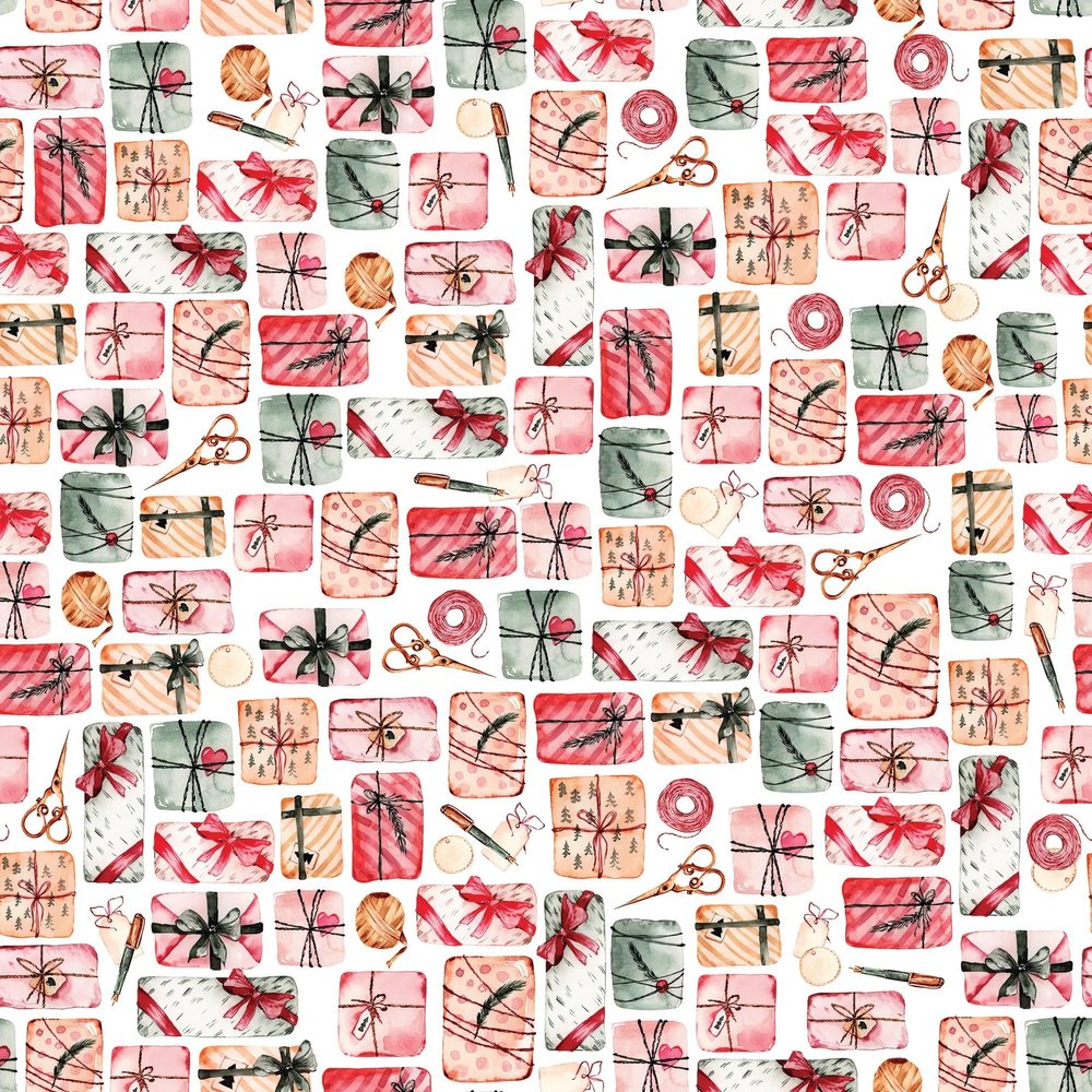 Waterleaf Paper Co. 100% Dissolvable Wrapping Paper, Mid-Century Christmas Gifts Design, Premium Holiday Gift Wrap, Sustainable, Zero-Waste (10 Sq Ft)