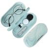 MoKo Double Eyeglass Case, 2 in 1 Double Sided Portable Glasses Case Contact Lens Case with Mirror Eye Glasses Carrying Bag Anti-Scratch Sunglasses Pouch Protective Eyewear, Blue Water Color view 1