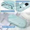MoKo Double Eyeglass Case, 2 in 1 Double Sided Portable Glasses Case Contact Lens Case with Mirror Eye Glasses Carrying Bag Anti-Scratch Sunglasses Pouch Protective Eyewear, Blue Water Color view 2