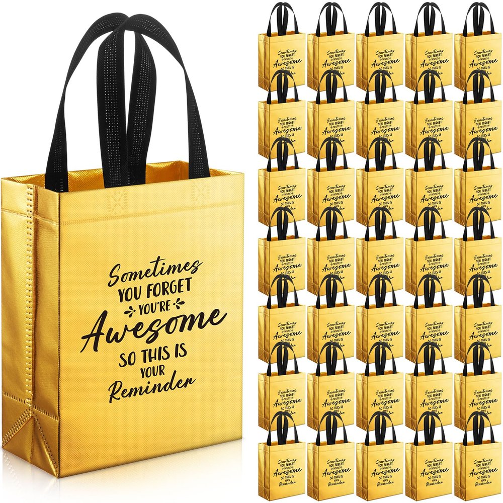 36 Pcs Thank You Reusable Gift Bags Employee Appreciation Gift Bags Sometimes You Forget You're Awesome Team Appreciation Gift for Employee Teacher Student Coworker Secretary Assistant Gift(Gold)