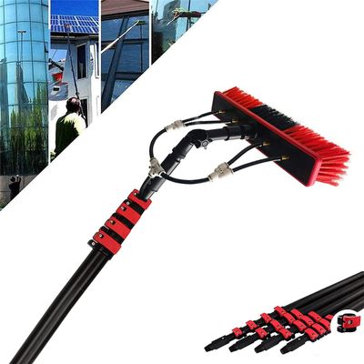 Water Fed Pole Kit, 3.6-11m Adjustable Window Cleaning Pole - 180 Rotatable Brush Head Telescopic Cleaning Brush Outdoor Window Glass Solar Panel Spray Washer Washing Equipment (12FT/3.6M)