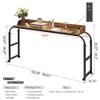 HWB Overbed Desk with Charging Station-Over Bed Table-Adjustable Length/Height with Wheels - Human Sensor LED Light Mobile Queen Size Bed Table Rolling Tray Table for Eating & Laptops, Brown view 2