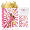 16th Birthday Gift Bag With Tissue Paper, 13" Pink Gift Bag With Card for 16 Year Old Girl view 1