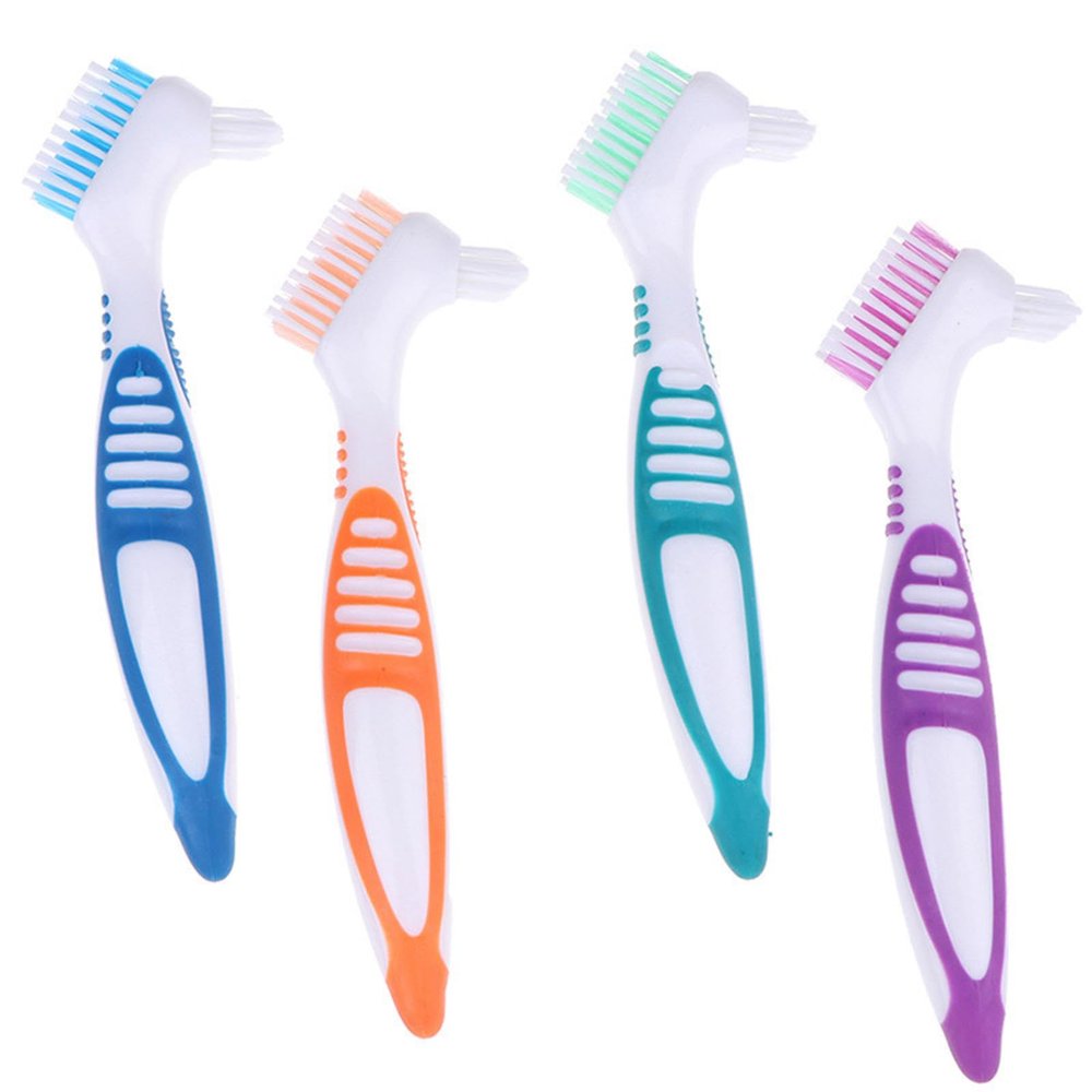 KAYNO Denture Toothbrush, Invisible Mouthguard Cleaning Brush, Orthodontic Retainer Brush, Denture Brush, Double-Headed Descaling Toothbrush for The Elderly