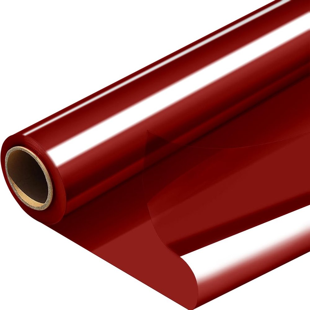 PerkHomy Colored Cellophane Wrap Roll 16" x 100' 3 Mil Thick Cellophane For Gift Basket Treats Goodie Wrapping Craft Flower Bouquet Plastic (Red, 100ft (16in Width))