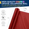 PerkHomy Colored Cellophane Wrap Roll 16" x 100' 3 Mil Thick Cellophane For Gift Basket Treats Goodie Wrapping Craft Flower Bouquet Plastic (Red, 100ft (16in Width)) view 2