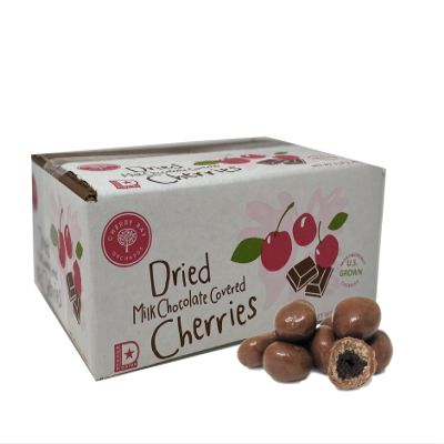 Cherry Bay Orchards Milk Chocolate Covered Cherries (3 lb Bulk Box) - Natural Dried Tart Montmorency Cherries - 100% Domestic, Grower Owned, Preservative Free, No Added Color, Kosher Certified