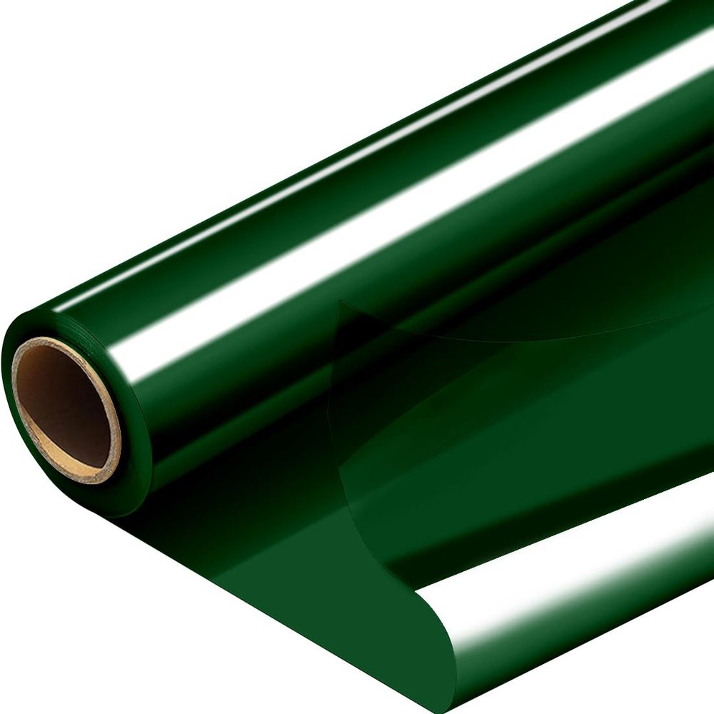 PerkHomy Colored Cellophane Wrap Roll 16" x 100' 3 Mil Thick Cellophane For Gift Basket Treats Goodie Wrapping Craft Flower Bouquet Plastic (Green, 100ft (16in Width))
