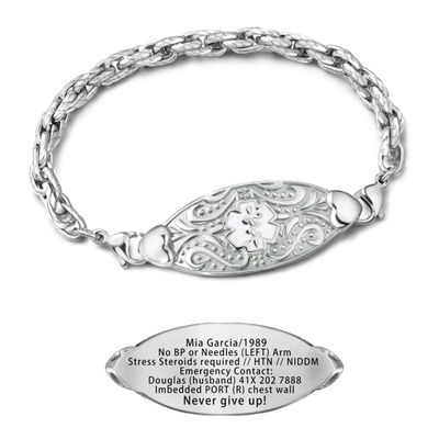 ASTERY Custom Medical Alert Bracelet for Women with Free Engraving,Personalized Emergency Identification Bracelet Waterproof Diabetic Women's Medical Alert ID Bracelet