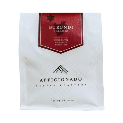 Afficionado Coffee Roasters - Burundi Karambo | 12oz Whole Bean Coffee | Medium Roast | Single Origin