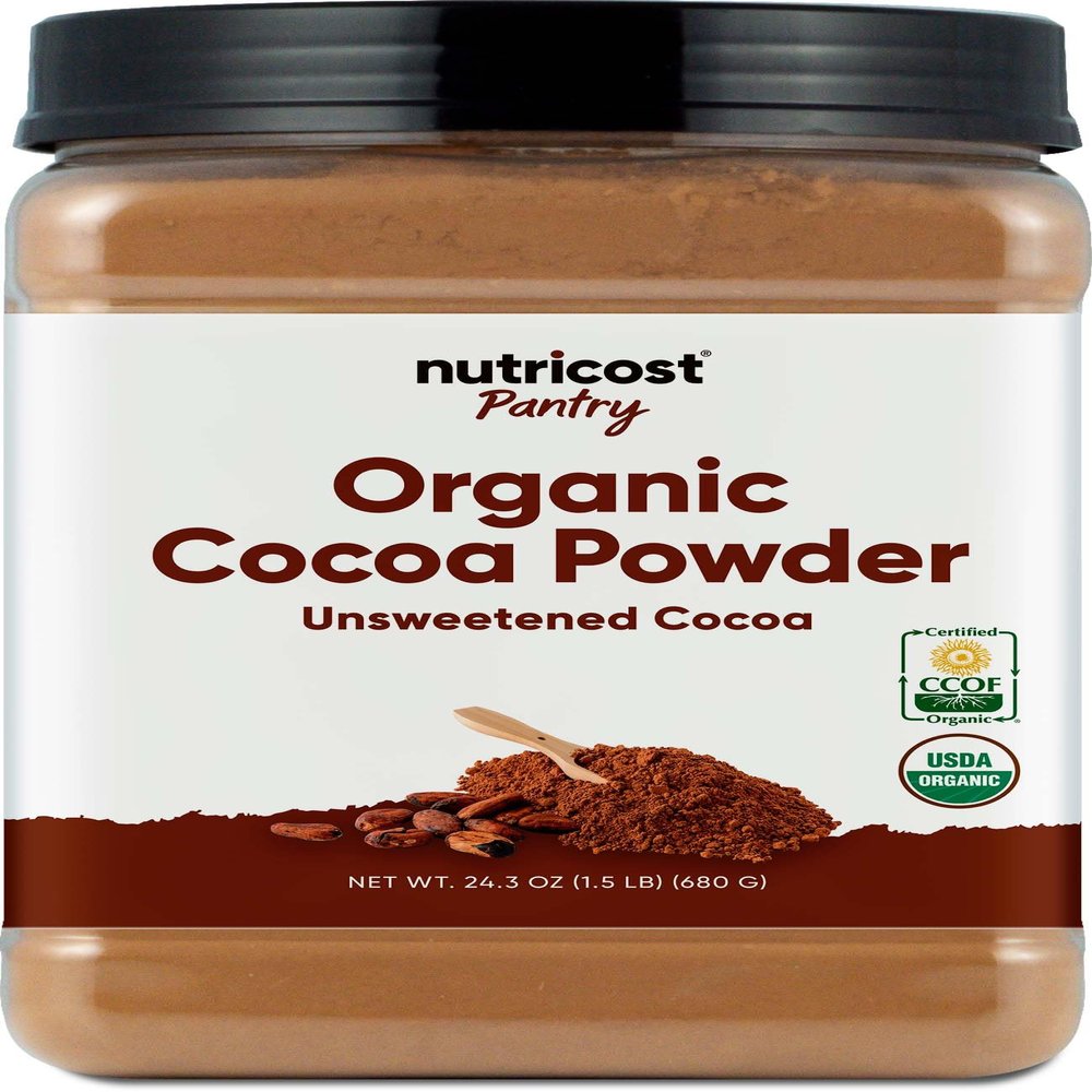 Nutricost Pantry Organic Cocoa Powder (1.5 Pounds Per Bottle) Non GMO, Gluten Free, Vegan, Baking Powder