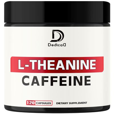 DEDICAD L-Theanine 200mg Capsules & Pure Caffeine Pills 200mg - Smart Smooth Energy Production, Alertness, Cognitive & Focus Clarity Supplement - 120 Capsules for 4 Months - Non-GMO & Gluten Free