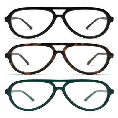 AMOMOMA 3 Pack Retro Oversized Aviator Reading Glasses for Women Men,Classic Large Reader Blue Light Computer Frame AM6111 C1+C2+C3 3.0 X