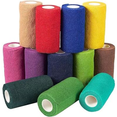 12 Rolls Colorful Set of Self Adhesive Bandage Wrap, Vet Tape, 4" Wide X 5 Yards Long (12 Colors)
