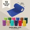 12 Rolls Colorful Set of Self Adhesive Bandage Wrap, Vet Tape, 4" Wide X 5 Yards Long (12 Colors) view 3