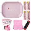 12pcs Pink Rolling Trays Combo Includes 7"x5.5" Metal Tray, Rolling Papers, 110MM Rolling Machine/Roller, Storage Box, Resealable Storage Bags, Rolling Kit for Home and Travel (L-Pink Kit) view 1