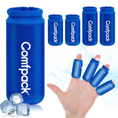 Comfpack 4PCS Finger Sleeves Gel Ice Pack, Finger and Toe Thumb Cold Gel Ice Packs, Reusable Hot Cold Compression Finger Brace Ice Packs for Injuries, Arthritis, Trigger Finger, Gout, Sprain