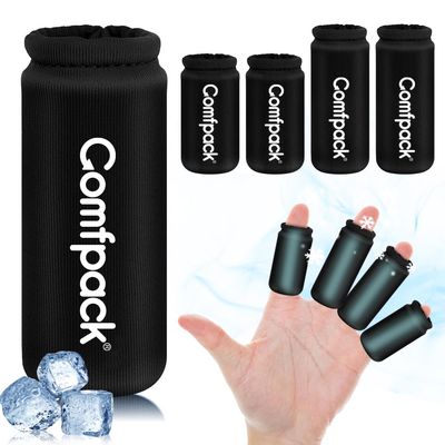 Comfpack 4PCS Finger Sleeves Gel Ice Pack for Pain Relief, Reusable Hot Cold Compression Finger Brace Ice Packs for Injuries, Trigger Finger, Arthritis, Knuckle Immobilization, Gout, Sprain