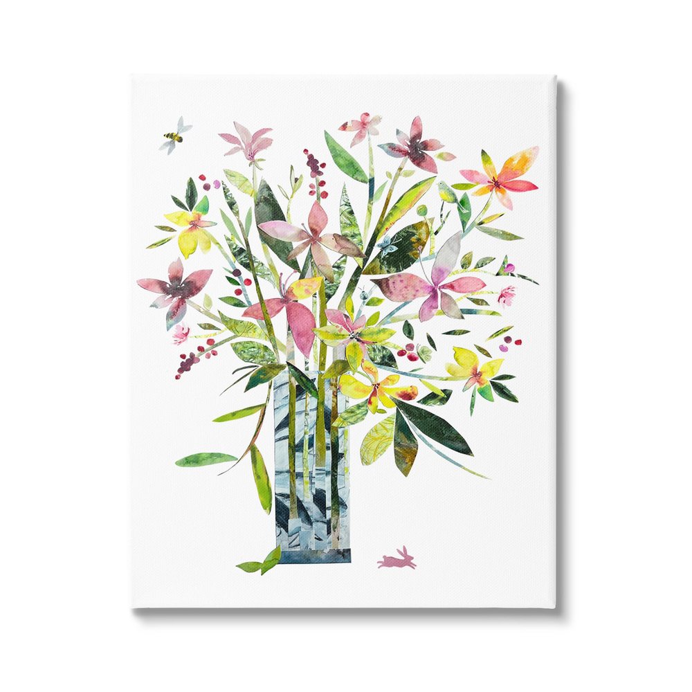 Abstract Bouquet Vase Floral, 36 x 48 Inch Canvas Wall Art