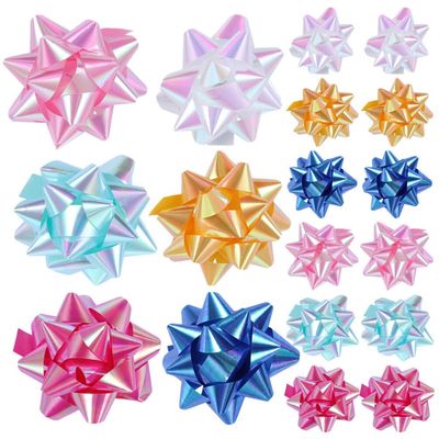 Abaodam 50pcs Box Star Pull Flower Ribbon Boxing Day Holiday Decoration Bow Present Bows for Presents Wine Bottles Pull Bows Gradient Bows Present Basket Pull Bows Mini Plastic Flower Pp