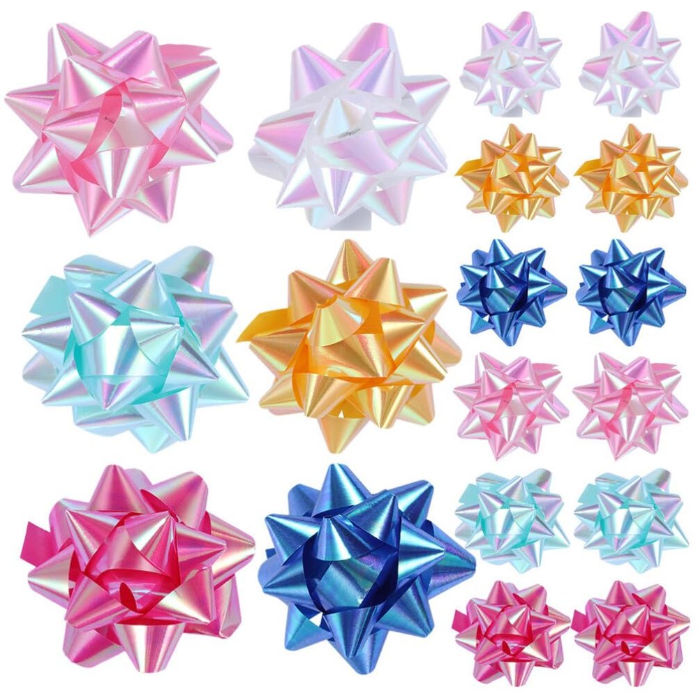 Abaodam 50pcs Box Star Pull Flower Ribbon Boxing Day Holiday Decoration Bow Present Bows for Presents Wine Bottles Pull Bows Gradient Bows Present Basket Pull Bows Mini Plastic Flower Pp