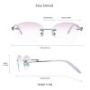 VisionGlobal Metal Readers for men/women Blue Light Blocking,Hand-set Diamond Fashion Square Glasses (Purple Pink, 2.50 Magnification) view 3